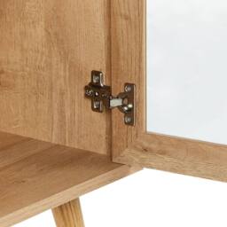Wyld and Coco Light Brown Particle Board TV Stand Tempered Glass Doors and Pine Legs - thumbnail 7