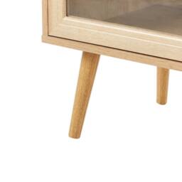 Wyld and Coco Light Brown Particle Board TV Stand Tempered Glass Doors and Pine Legs - thumbnail 8