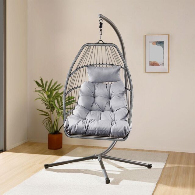Home Republic Miami Hanging Egg Chair With Cushion Charcoal - image 1