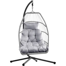 Home Republic Miami Hanging Egg Chair With Cushion Charcoal - thumbnail 2