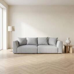 Abakus Direct Tokyo 3 Seater Sofa Brushed Tweed Fabric with Deep Seats in Light Grey - thumbnail 1