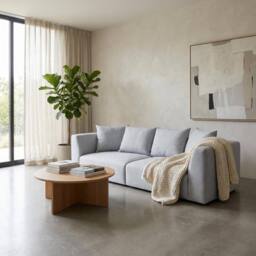 Abakus Direct Tokyo 3 Seater Sofa Brushed Tweed Fabric with Deep Seats in Light Grey - thumbnail 2