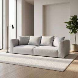 Abakus Direct Tokyo 3 Seater Sofa Brushed Tweed Fabric with Deep Seats in Light Grey - thumbnail 6
