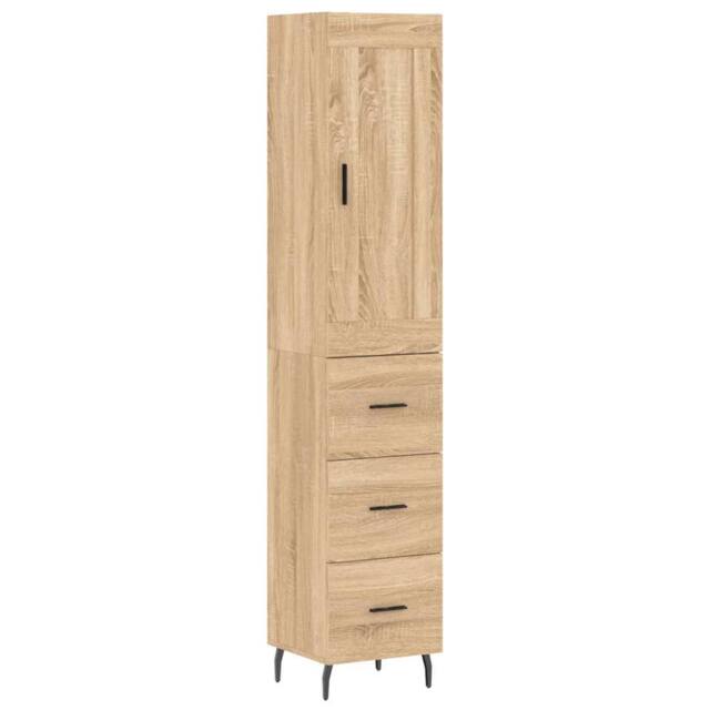 Berkfield Home Highboard Sonoma Oak 34.5x34x180 cm Engineered Wood in Brown - image 1