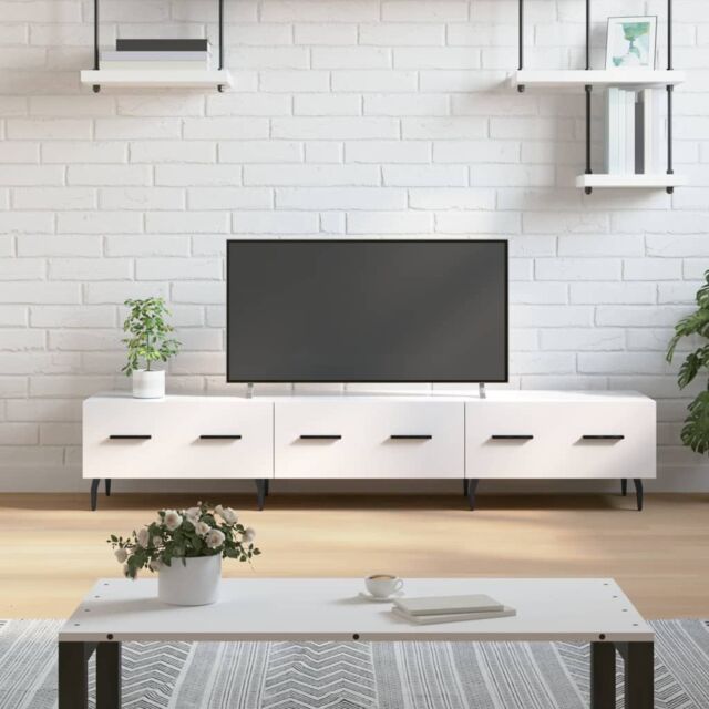Berkfield Home TV Cabinet High Gloss White 150x36x30 cm Engineered Wood - Size: 150 x 36 x 30 cm - image 1