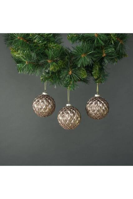 KDMD Asteria 8cm Glass Bauble Set of 4 in Gold - image 1