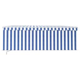 Berkfield Home Manual Retractable Awning with Blind&LED 4x3m Blue&White in Blue