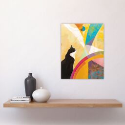 "Artery8 Tuxedo Cat Lover Hilma Rainbow Abstract Design Wall Art Print - Size: W12"" x H16""" - thumbnail 4