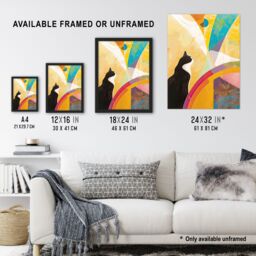 "Artery8 Tuxedo Cat Lover Hilma Rainbow Abstract Design Wall Art Print - Size: W12"" x H16""" - thumbnail 3