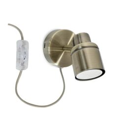 ValueLights Benton Single Adjustable Plug In Spotlight Wall Light with LED Bulb in Gold - thumbnail 5