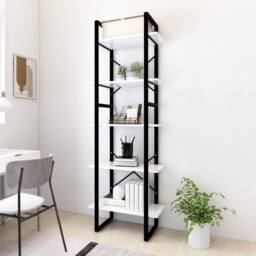 Berkfield Home Modern 5-Tier Book Cabinet White 60x30x175 cm Engineered Wood - Size: 60 x 30 x 175 cm - thumbnail 2