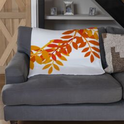 Benjamin Tate Design Orange & Red Autumn Leaves Blanket in Natural - Size: 120 cm x 150 cm - thumbnail 2