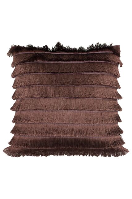 Furn Flicker Tiered Fringed Velvet Reverse Cushion in Rose - Size: 45 cm x 45 cm - image 1