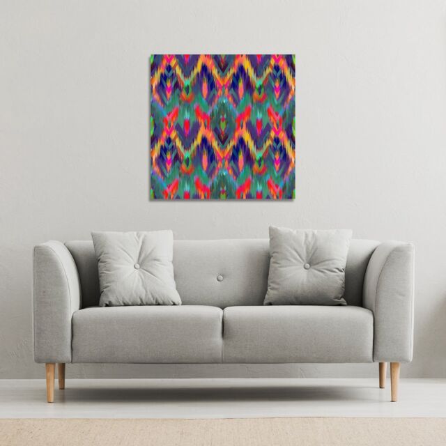 Benjamin Tate Design Abstract ethnic ikat pattern (Canvas Print) / 127 x 127 x 4cm in Natural - Size: 127 x 127 x 4 cm - image 1