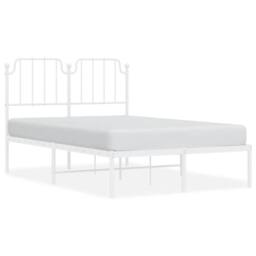 Berkfield Home Metal Bed Frame with Headboard White 120x200 cm - Size: Small Double