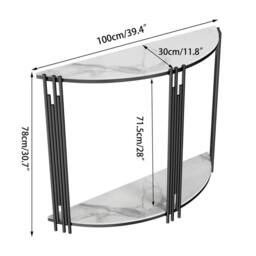 VOGREX Luxury Marble Console Table Semi Circle Entryway Table Geometric in White - thumbnail 2