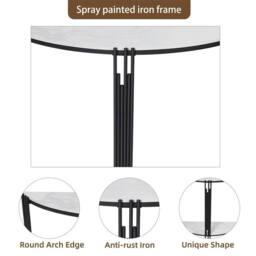 VOGREX Luxury Marble Console Table Semi Circle Entryway Table Geometric in White - thumbnail 3