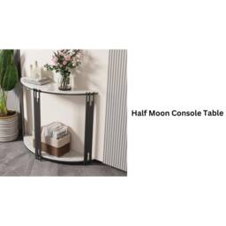 VOGREX Luxury Marble Console Table Semi Circle Entryway Table Geometric in White - thumbnail 8