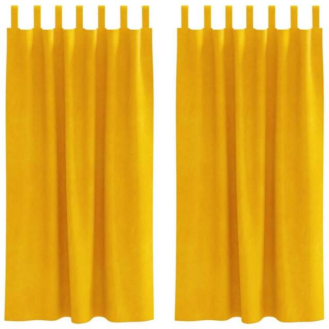 Berkfield Home Blackout Curtains with Hanging Loops 2 pcs Mustard Yellow Velvet - image 1
