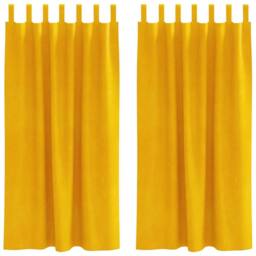 Berkfield Home Blackout Curtains with Hanging Loops 2 pcs Mustard Yellow Velvet