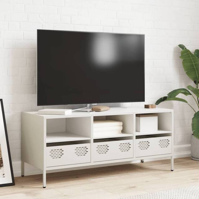 Berkfield Home TV Cabinet White 101.5x39x43.5 cm Cold-rolled Steel - image 1