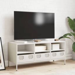 Berkfield Home TV Cabinet White 101.5x39x43.5 cm Cold-rolled Steel - thumbnail 1