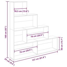 Berkfield Home Book Cabinet Artisan Oak 157x24x160 cm Engineered Wood in Brown - Size: 157 x 24 x 160 cm - thumbnail 9