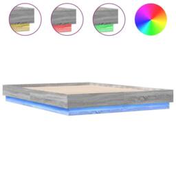 Berkfield Home Bed Frame with LED without Mattress Grey Sonoma 120x200 cm - Size: Small Double - thumbnail 1