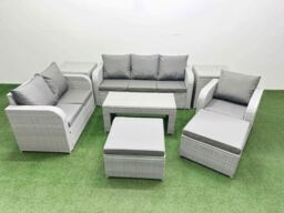 Fimous Patio PE Wicker 8 Seater Outdoor Rattan Furniture Sofa Sets w/ Oblong Coffee Table Reclining Chair Loveseat Sofa 3 Seater Sofa 2 Big - thumbnail 2