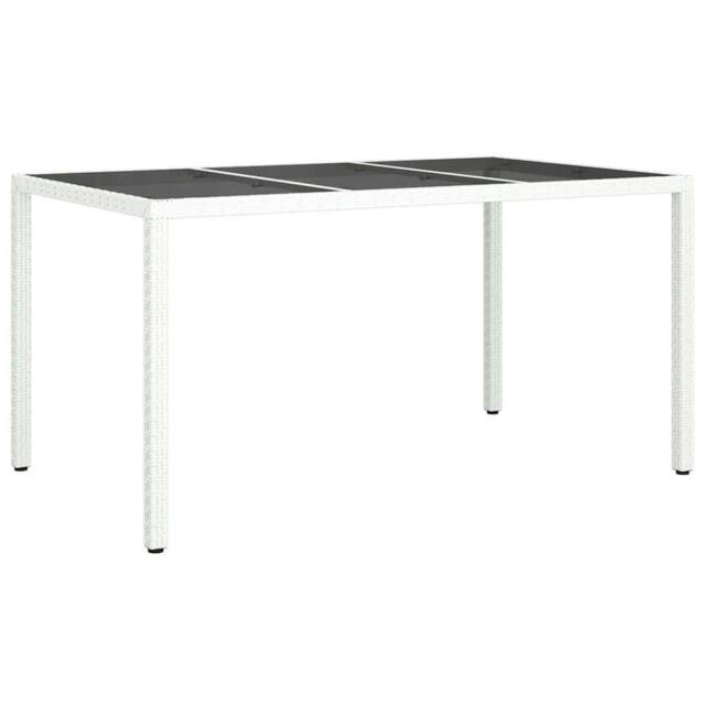 Berkfield Home Garden Dining Table White 150x90x75 cm Poly Rattan - Size: 150 x 90 x 75 cm - image 1