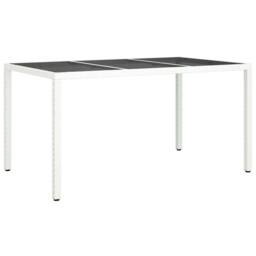 Berkfield Home Garden Dining Table White 150x90x75 cm Poly Rattan - Size: 150 x 90 x 75 cm - thumbnail 1