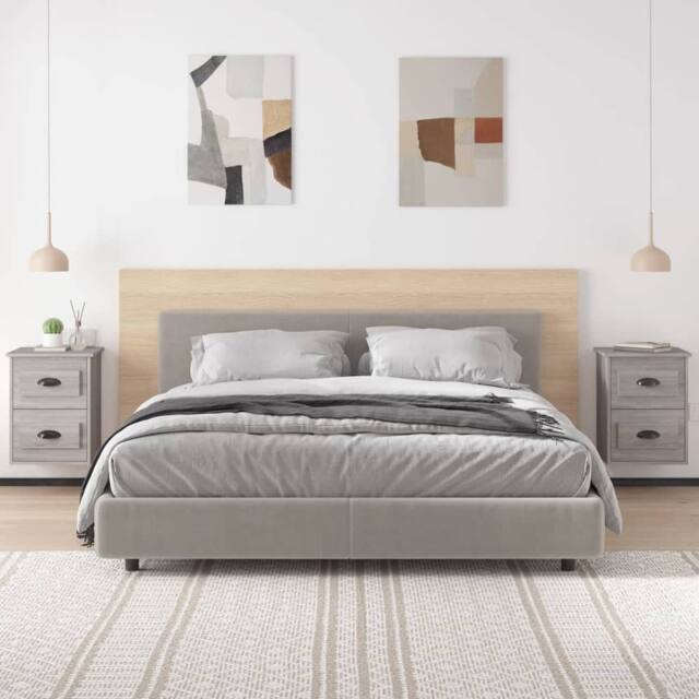 Berkfield Home Elegant Wall-mounted Bedside Cabinets 2 pcs Grey Sonoma 41.5x36x53cm - Size: 41.5x36x53 cm - image 1