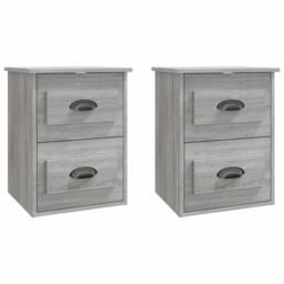 Berkfield Home Elegant Wall-mounted Bedside Cabinets 2 pcs Grey Sonoma 41.5x36x53cm - Size: 41.5x36x53 cm - thumbnail 3