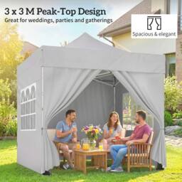 OUTSUNNY Heavy Duty Pop Up Gazebo with Sides, UPF50+ Marquee Gazebo in Light Grey - thumbnail 4