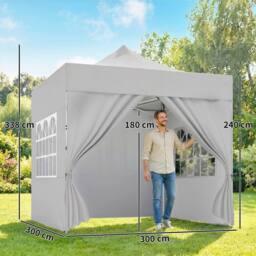 OUTSUNNY Heavy Duty Pop Up Gazebo with Sides, UPF50+ Marquee Gazebo in Light Grey - thumbnail 3