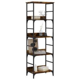 Berkfield Home Decorative Bookshelf Smoked Oak 50x33x153 cm Engineered Wood in Brown - Size: 50 x 33 x 153 cm - thumbnail 1