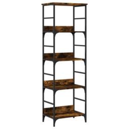 Berkfield Home Decorative Bookshelf Smoked Oak 50x33x153 cm Engineered Wood in Brown - Size: 50 x 33 x 153 cm - thumbnail 3