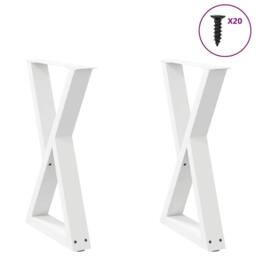 Berkfield Home Dining Table Legs 2 pcs White 50x(72-73.3) cm Steel - thumbnail 1