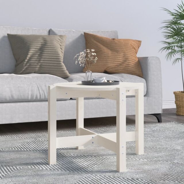 Berkfield Home Coffee Table White Ã˜ 62.5x45 cm Solid Wood Pine - image 1