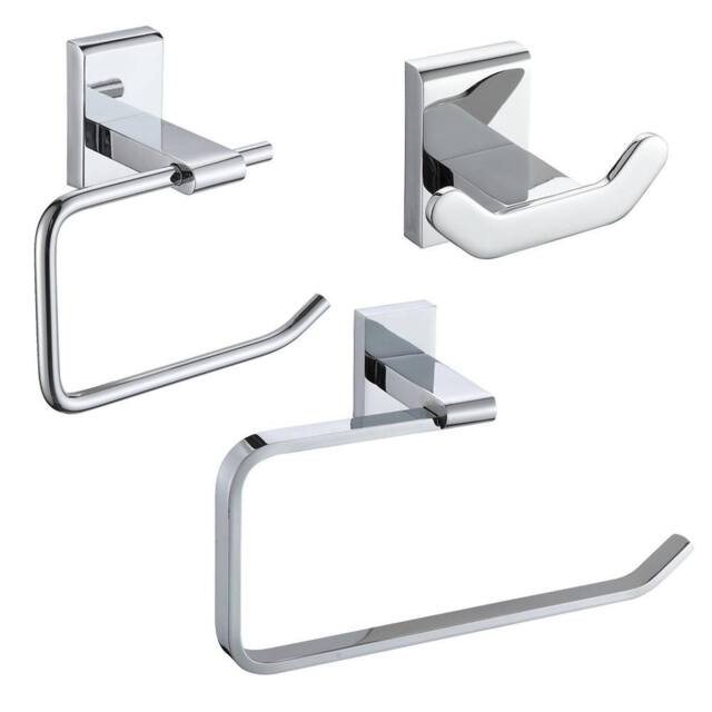 Showerdrape Unity Chrome Stainless Steel Wall Mounted 3 Piece Bathroom Accessory Set in Silver - image 1