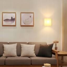 COMELY Wooden Indoor Wall Lights, Vintage Glass Wall Lights, E27 Base in Walnut - thumbnail 3