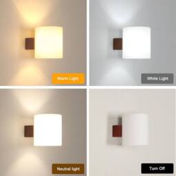 COMELY Wooden Indoor Wall Lights, Vintage Glass Wall Lights, E27 Base in Walnut - thumbnail 7