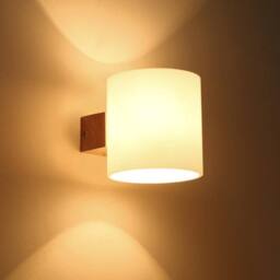 COMELY Wooden Indoor Wall Lights, Vintage Glass Wall Lights, E27 Base in Walnut