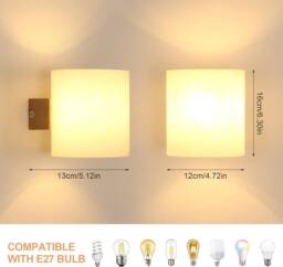 COMELY Wooden Indoor Wall Lights, Vintage Glass Wall Lights, E27 Base in Walnut - thumbnail 8