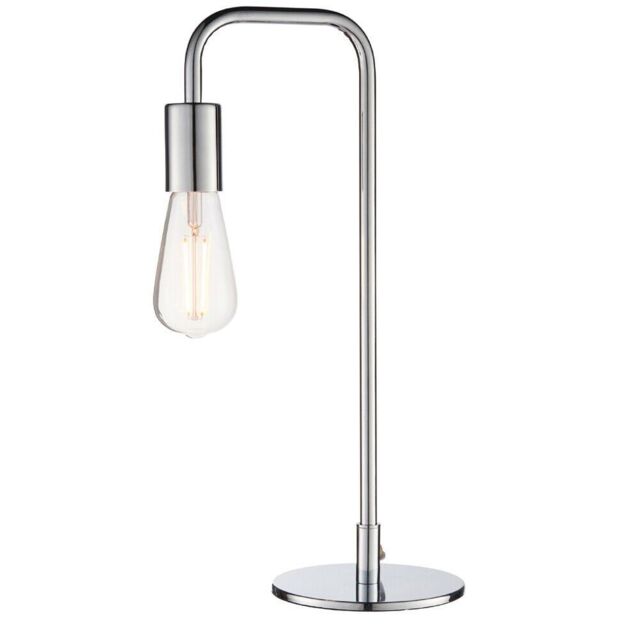 Loops Modern Hangman Table Lamp Chrome Industrial Metal Arm Bedside Desk Light Base - image 1