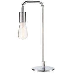 Loops Modern Hangman Table Lamp Chrome Industrial Metal Arm Bedside Desk Light Base - thumbnail 1