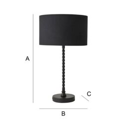 ValueLights Maeve Fabric Drum Lamp Shade Matte Black Bobbin Bobble Table Lamp with LED Bulb - thumbnail 7