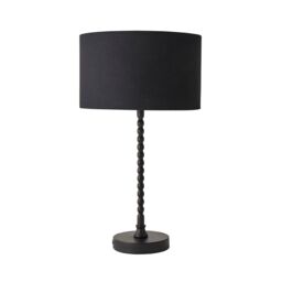 ValueLights Maeve Fabric Drum Lamp Shade Matte Black Bobbin Bobble Table Lamp with LED Bulb - thumbnail 2