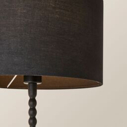 ValueLights Maeve Fabric Drum Lamp Shade Matte Black Bobbin Bobble Table Lamp with LED Bulb - thumbnail 4