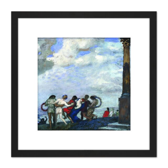 Artery8 Von Stuck The Dance Painting 8X8 Inch Square Wooden Framed Wall Art Print Picture with Mount in Black - image 1